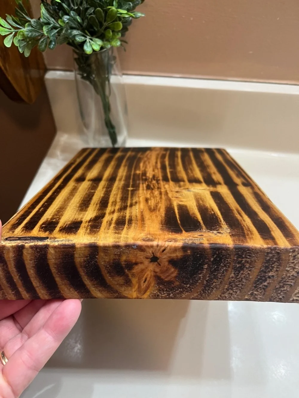 Rustic Bath Counter Riser, Wooden Pedestal Tray, Kitchen Trivet, Handmade